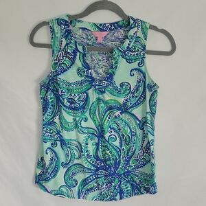 Lilly Pulitzer top Small Marlow Print Mint Green, Blue, hint of Pink.